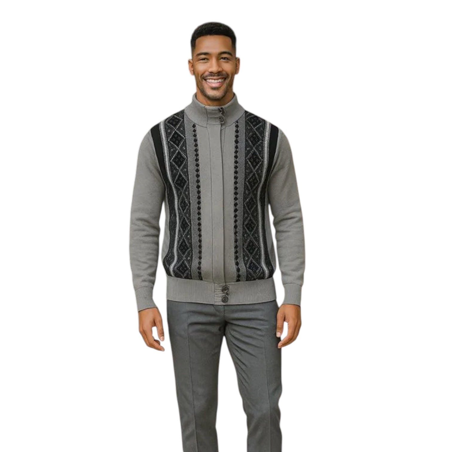 SILVERSILK: Hidden Placket Zip Sweater Jacket 11007